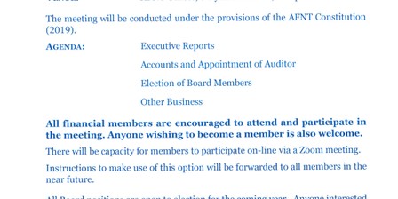 Notice of AFNT Annual General Meeting